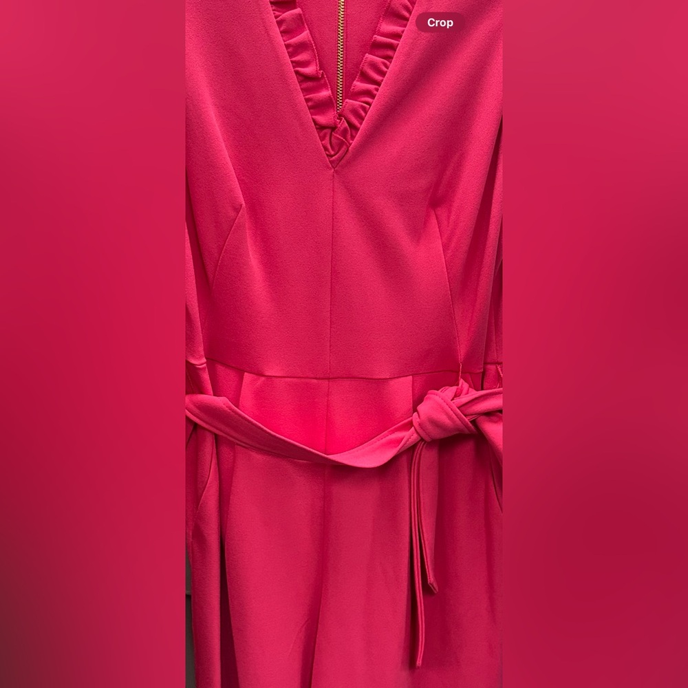 NWT Calvin Klein Cropped Ruffle Neck Jumpsuit - Size 8 - Picture 4 of 5